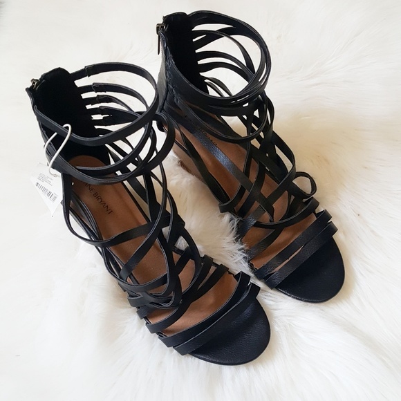 Lane Bryant Shoes - NWT Lane Bryant black strappy wedge sandals 12 w